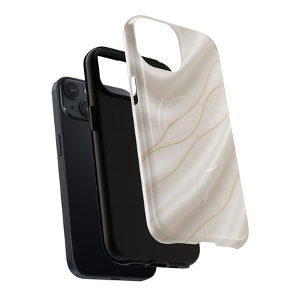 White Silk Gold Luxury iPhone Case with MagSafe