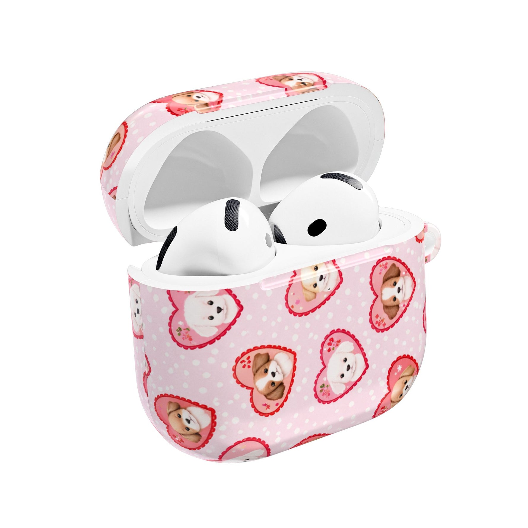 Puppy Hearts AirPod Case, Pink Valentine Pet Pattern