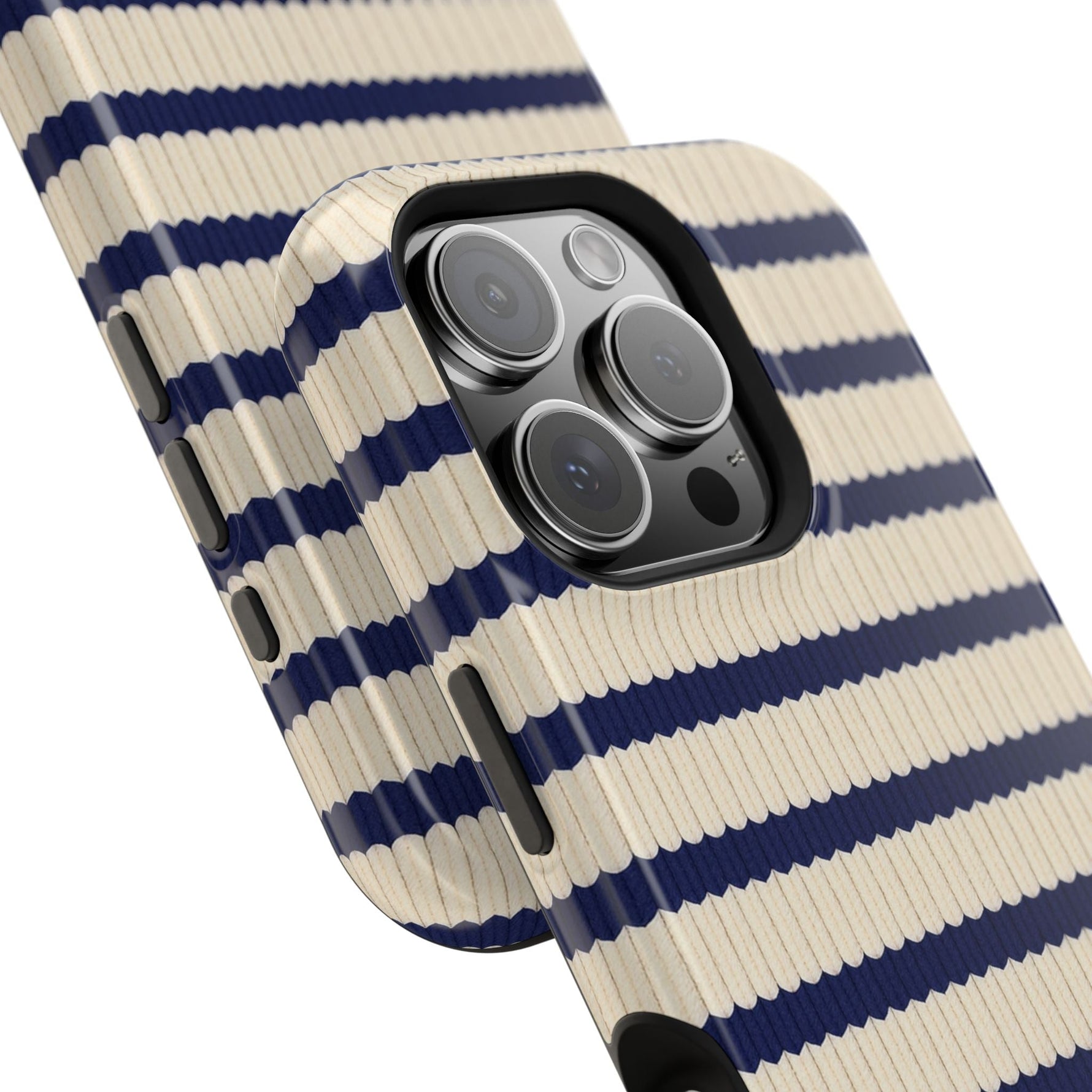 Navy & Cream Ribbed Holiday Sweater Design iPhone Case with MagSafe compatibility  Shamo's