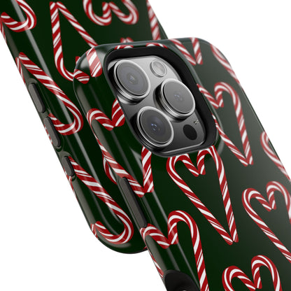Candy Cane Heart MagSafe Impact-Resistant iPhone Case