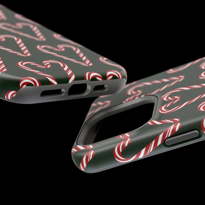 Candy Cane Heart MagSafe Impact-Resistant iPhone Case