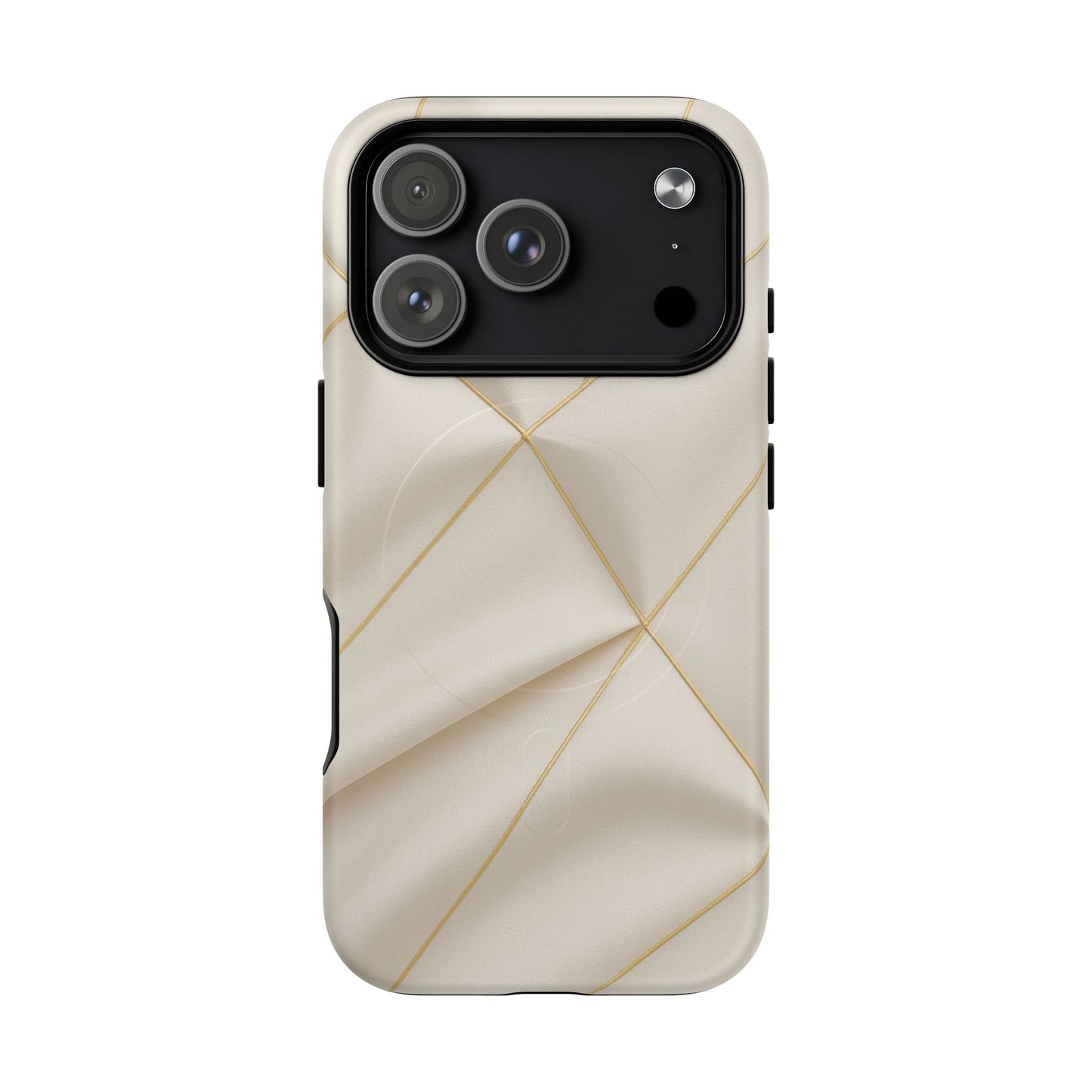 Beige Gold Geometric Luxury Series iPhone Case with MagSafe - Shamo's