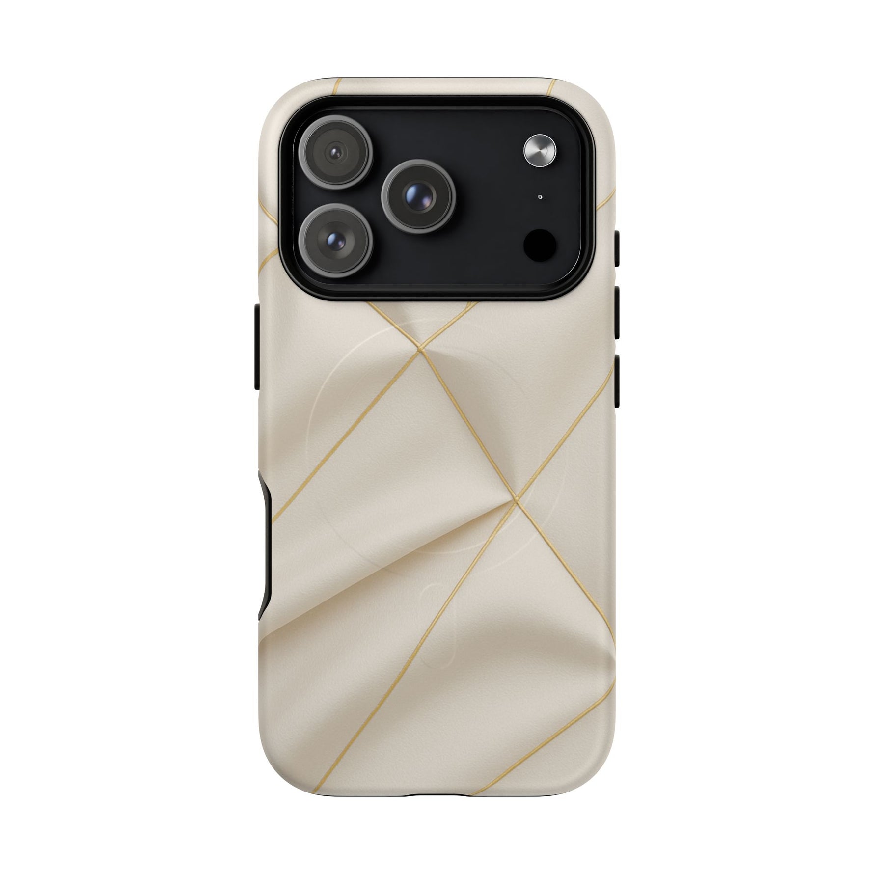 Beige Gold Geometric Luxury Series iPhone Case with MagSafe - Shamo's