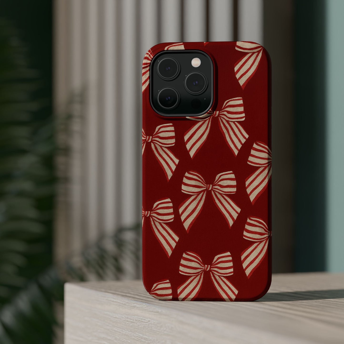 Holiday Red Bow iPhone Case — Impact‑Resistant iPhone Cover with MagSafe compatibility
