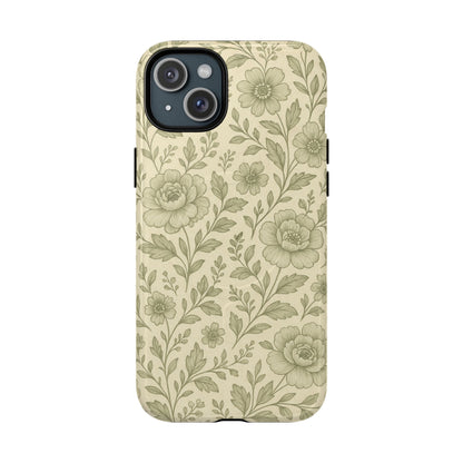 Sage Pattern Vintage Floral iPhone Case | Compatible with MagSafe