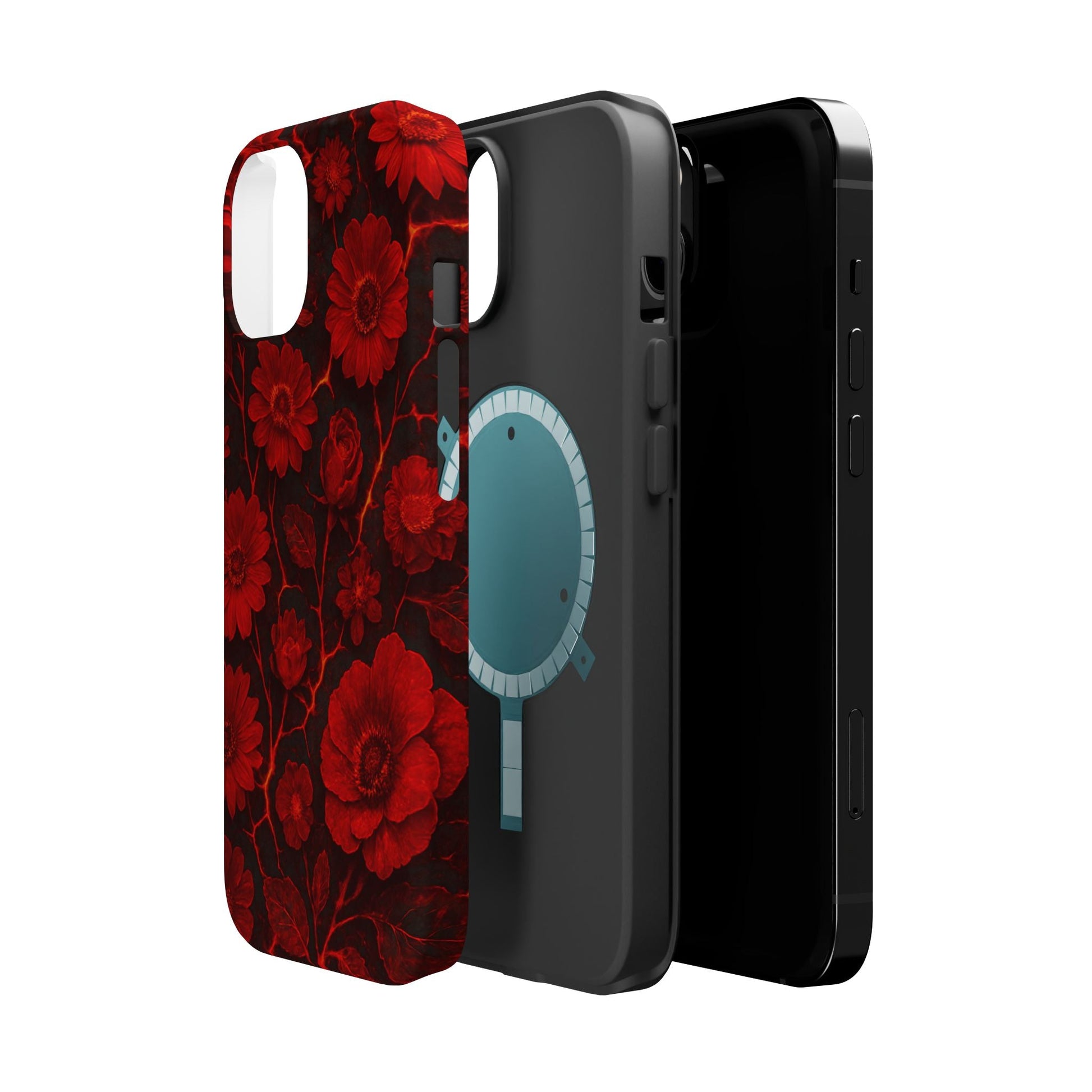 Melted Lava Dark Red Floral iPhone Case — MagSafe Compatible  Shamo's