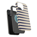 Navy & Cream Ribbed Holiday Sweater Design iPhone Case with MagSafe compatibility  Shamo's