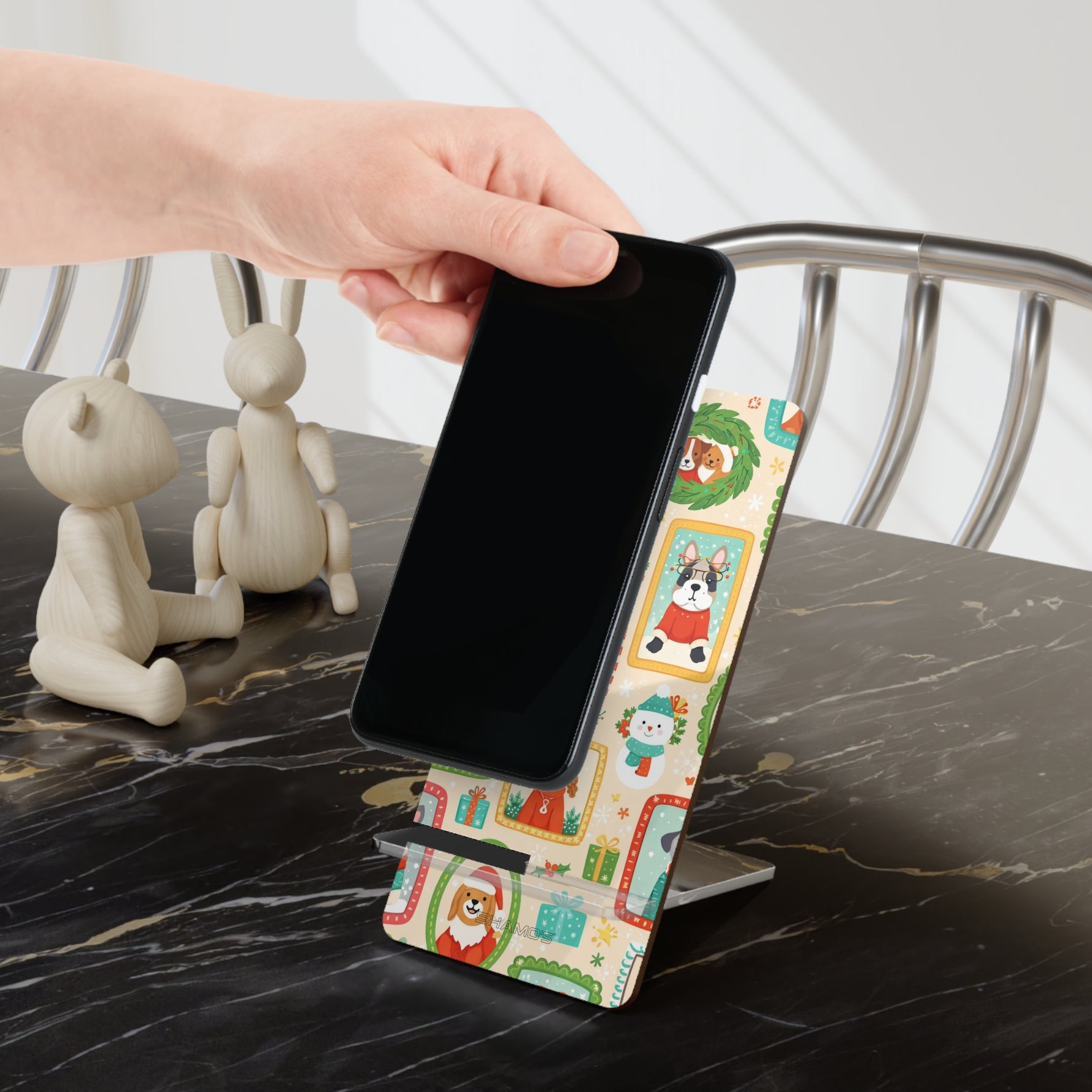 Phone Stand | Cute Christmas Dogs Pattern Mobile Display Stand