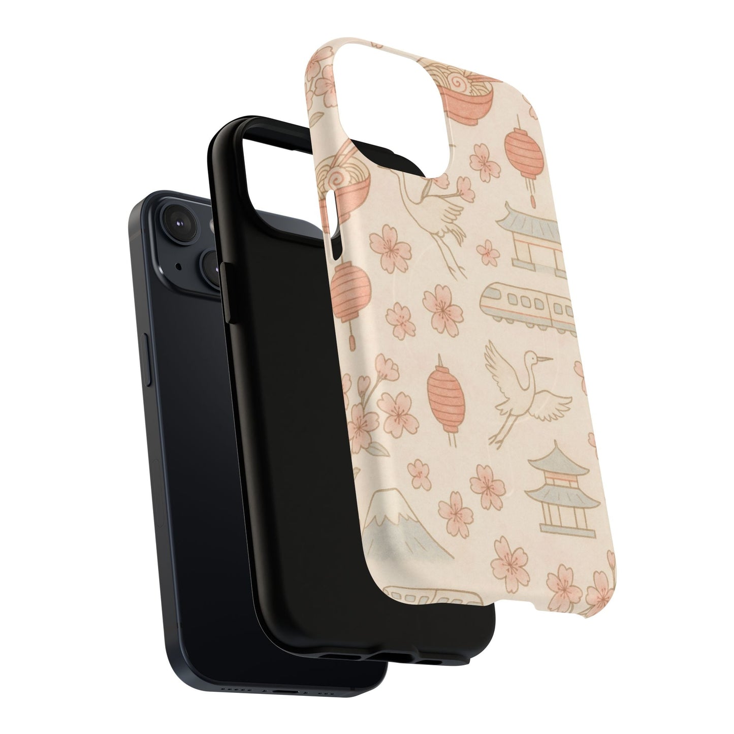 Japan Hand-Drawn Cherry Blossom iPhone Case with MagSafe