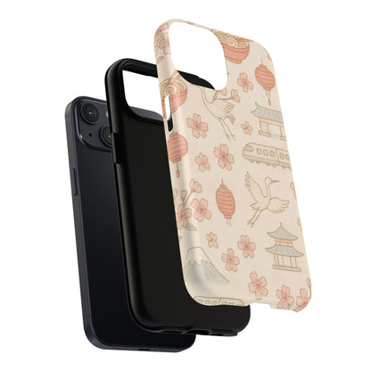 Japan Hand-Drawn Cherry Blossom iPhone Case with MagSafe