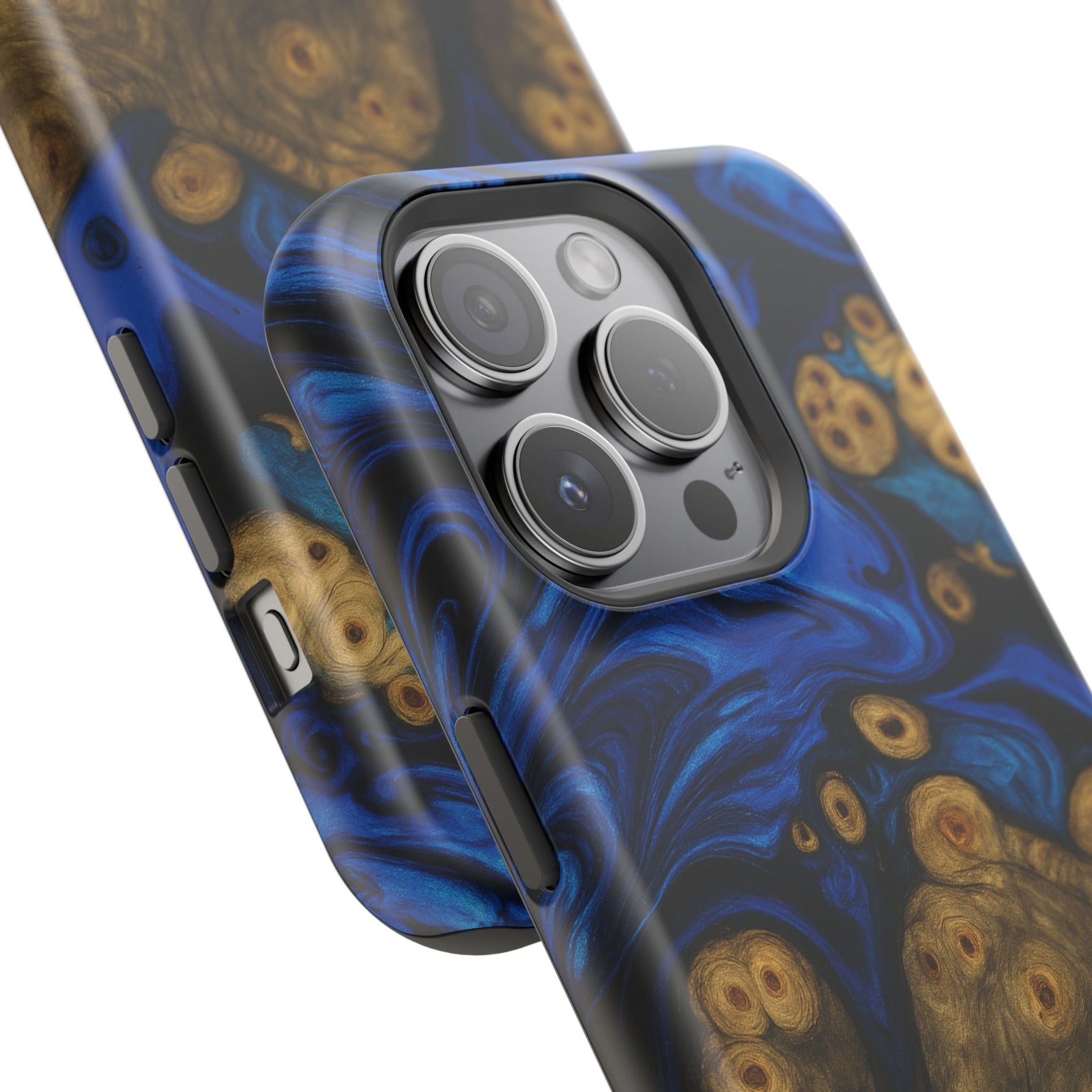 Blue Swirl & Burl Wood Impact iPhone Case | MagSafe compatible  Shamo's