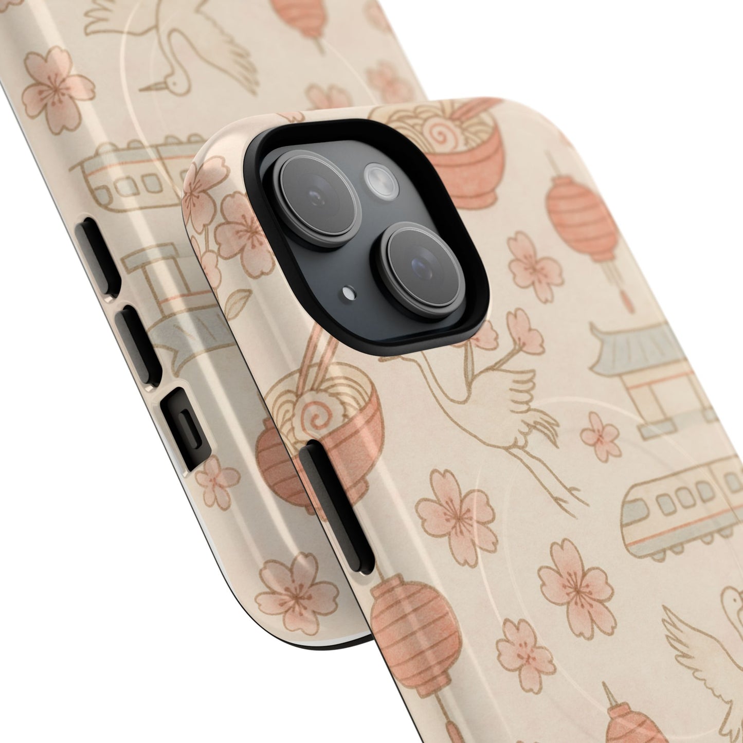 Japan Hand-Drawn Cherry Blossom iPhone Case with MagSafe