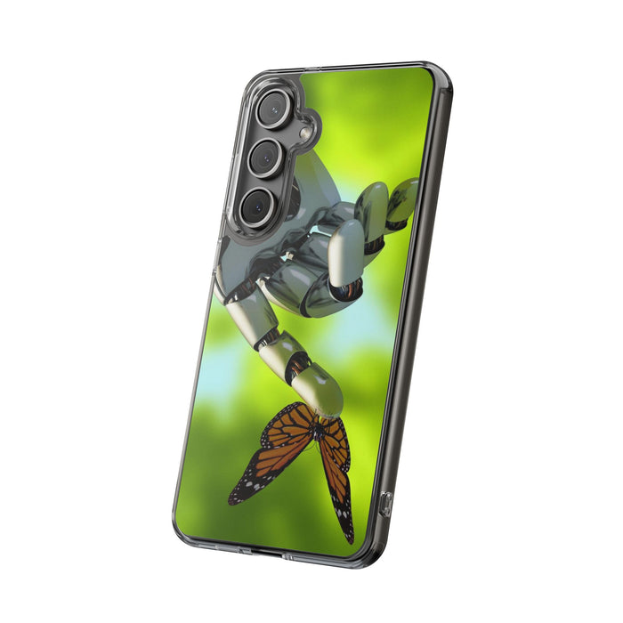 Clear Cases for iPhone 14 Series with Robotic hand and Butterfly.