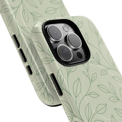 Sage Botanical Leaves Floral iPhone Case | MagSafe