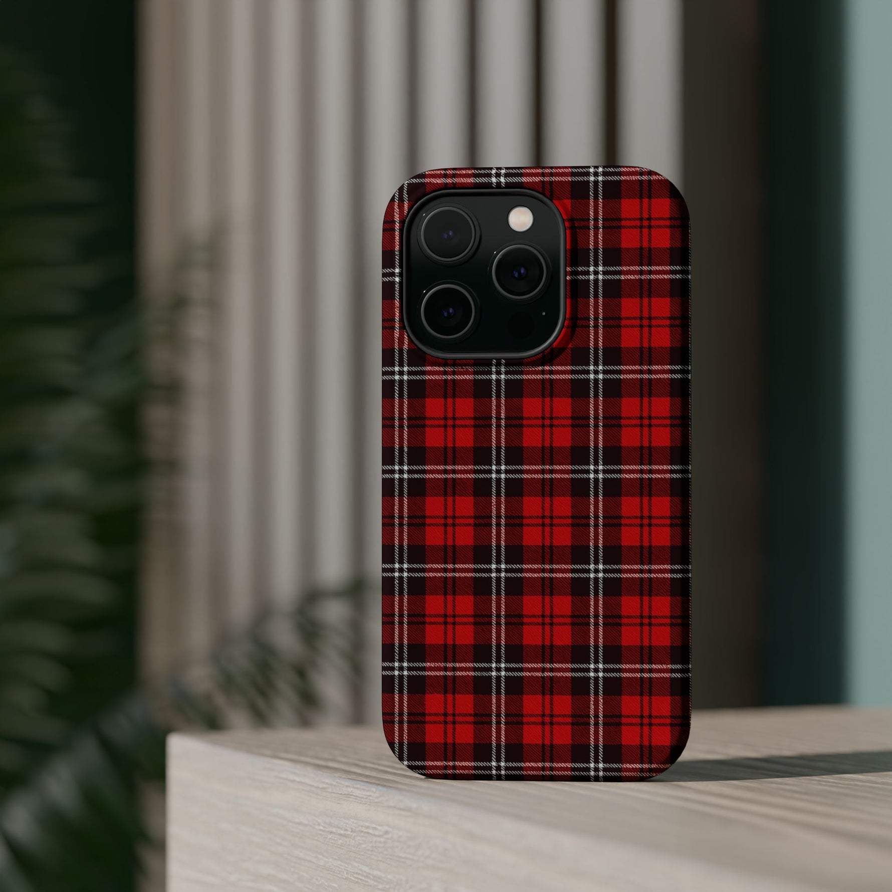 Red Tartan Plaid Impact-Resistant iPhone Case | MagSafe compatibility  Shamo's