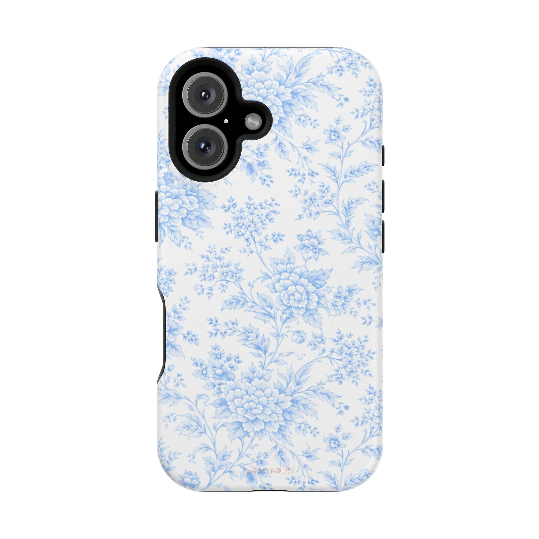 Preppy Look Blue Floral Impact-Resistant Phone Case and MagSafe Compatible