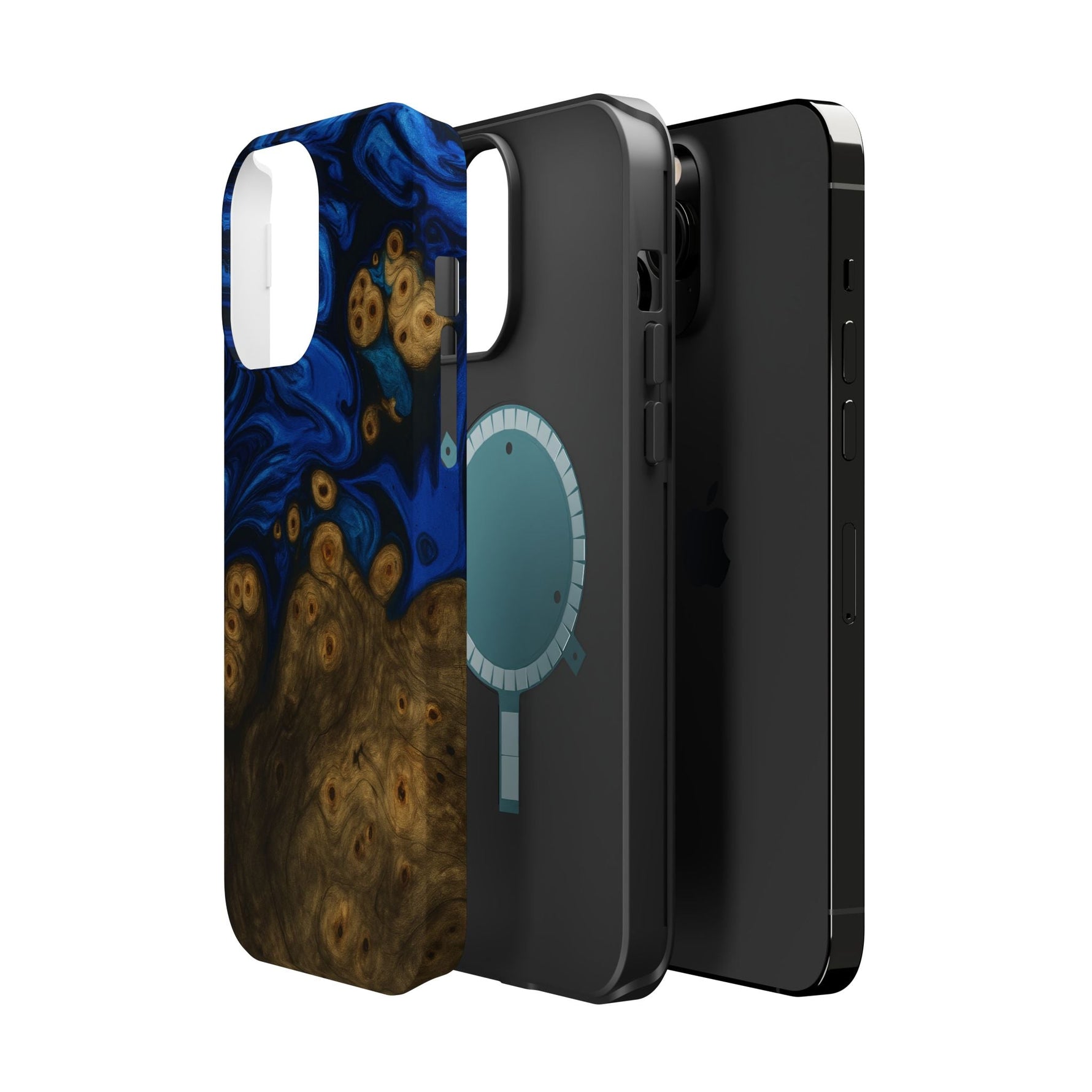 Blue Swirl & Burl Wood Impact iPhone Case | MagSafe compatible  Shamo's