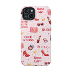Boss Girl Cosmetic Pattern iPhone Case | MagSafe - iPhone 15 Plus / Glossy - Shamo's