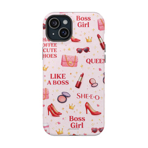 Boss Girl Cosmetic Pattern iPhone Case | MagSafe - iPhone 15 Plus / Glossy - Shamo's
