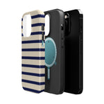Navy & Cream Ribbed Holiday Sweater Design iPhone Case with MagSafe compatibility  Shamo's