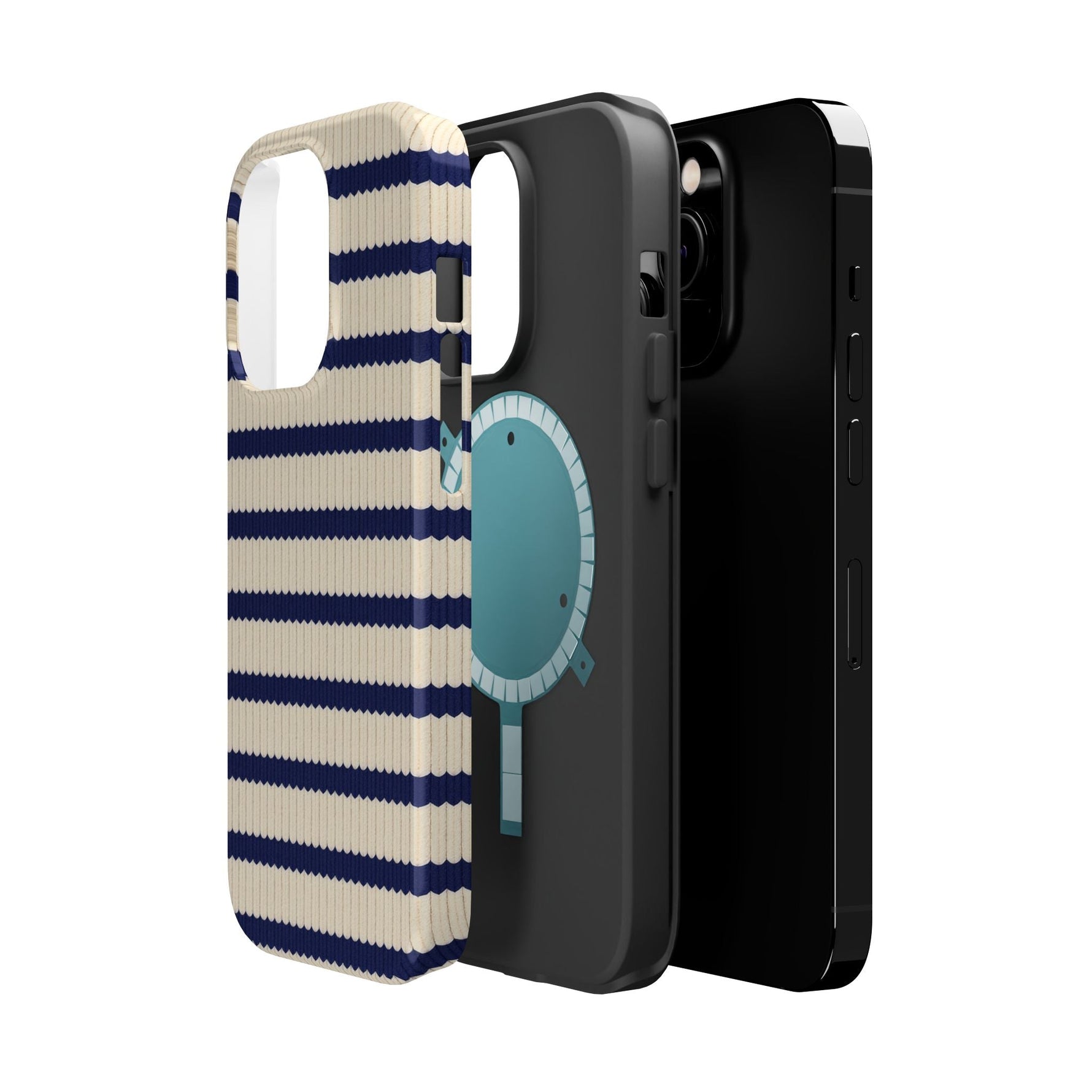 Navy & Cream Ribbed Holiday Sweater Design iPhone Case with MagSafe compatibility  Shamo's