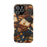 Vintage Books & Graduation Caps MagSafe Phone Case, Impact-Resistant Graduation Gift - iPhone 16 Pro Max / Matte - Shamo's