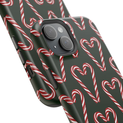 Candy Cane Heart MagSafe Impact-Resistant iPhone Case