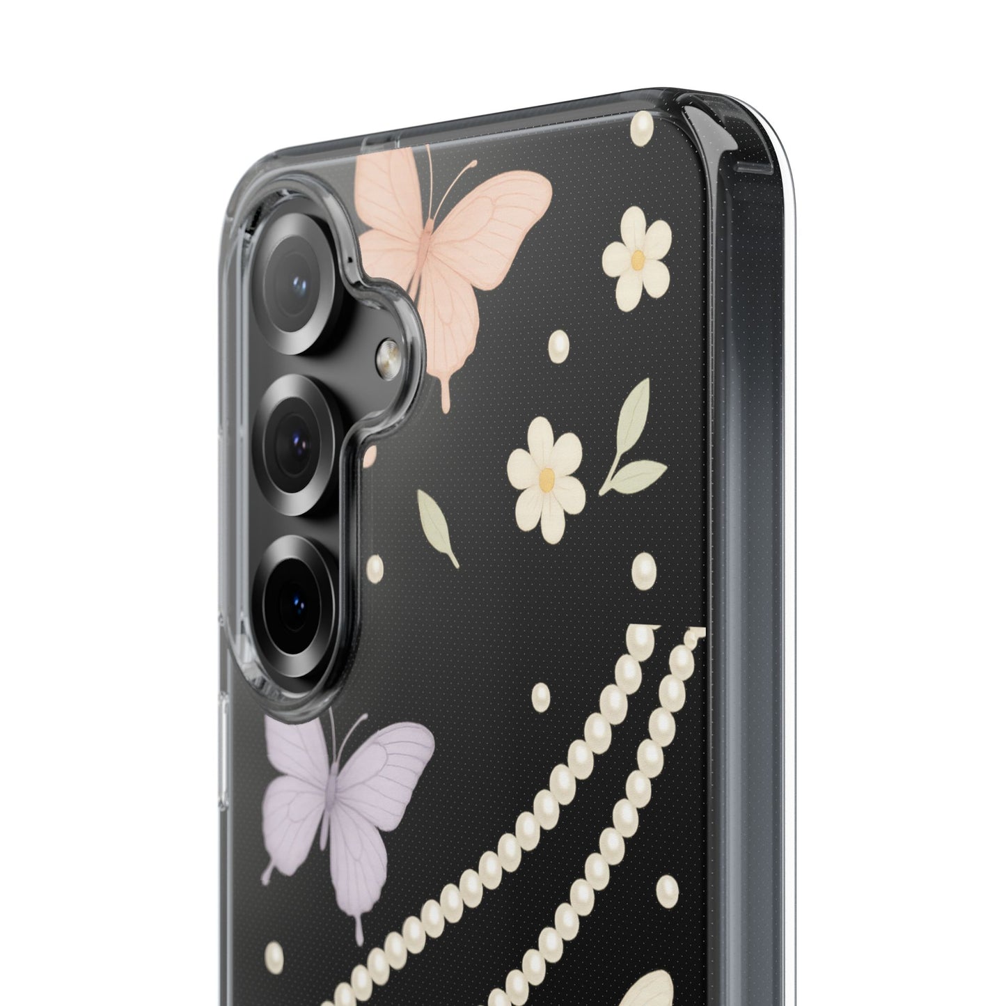 Butterfly Pearl Impact-Resistant Clear iPhone Case