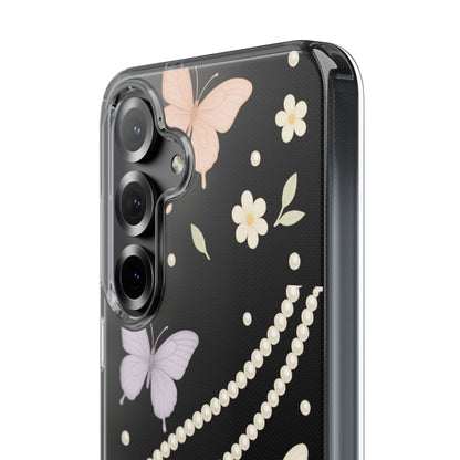 Butterfly Pearl Impact-Resistant Clear iPhone Case