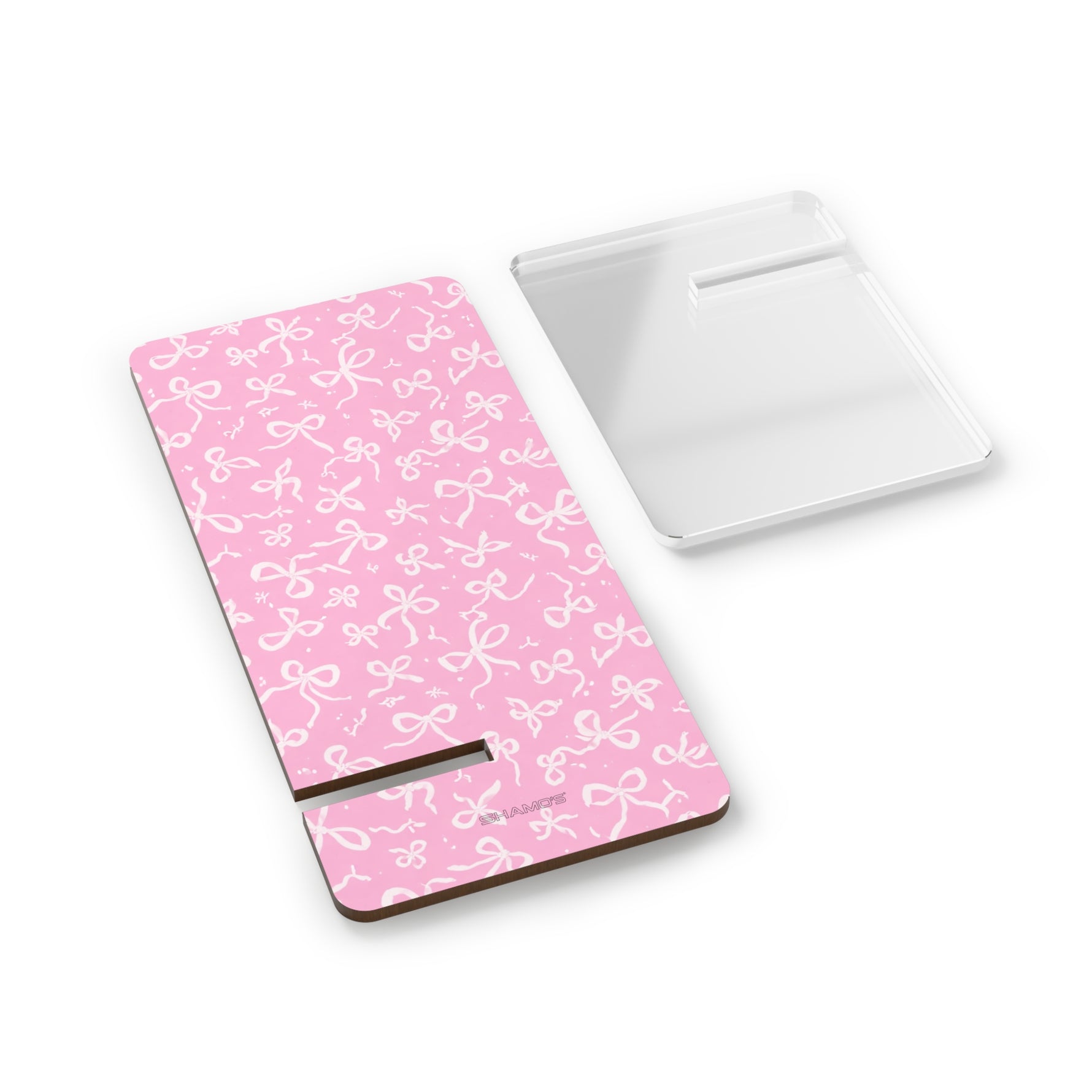 Pink Ribbon Pattern Phone Stand – Foldable Mobile Display Stand