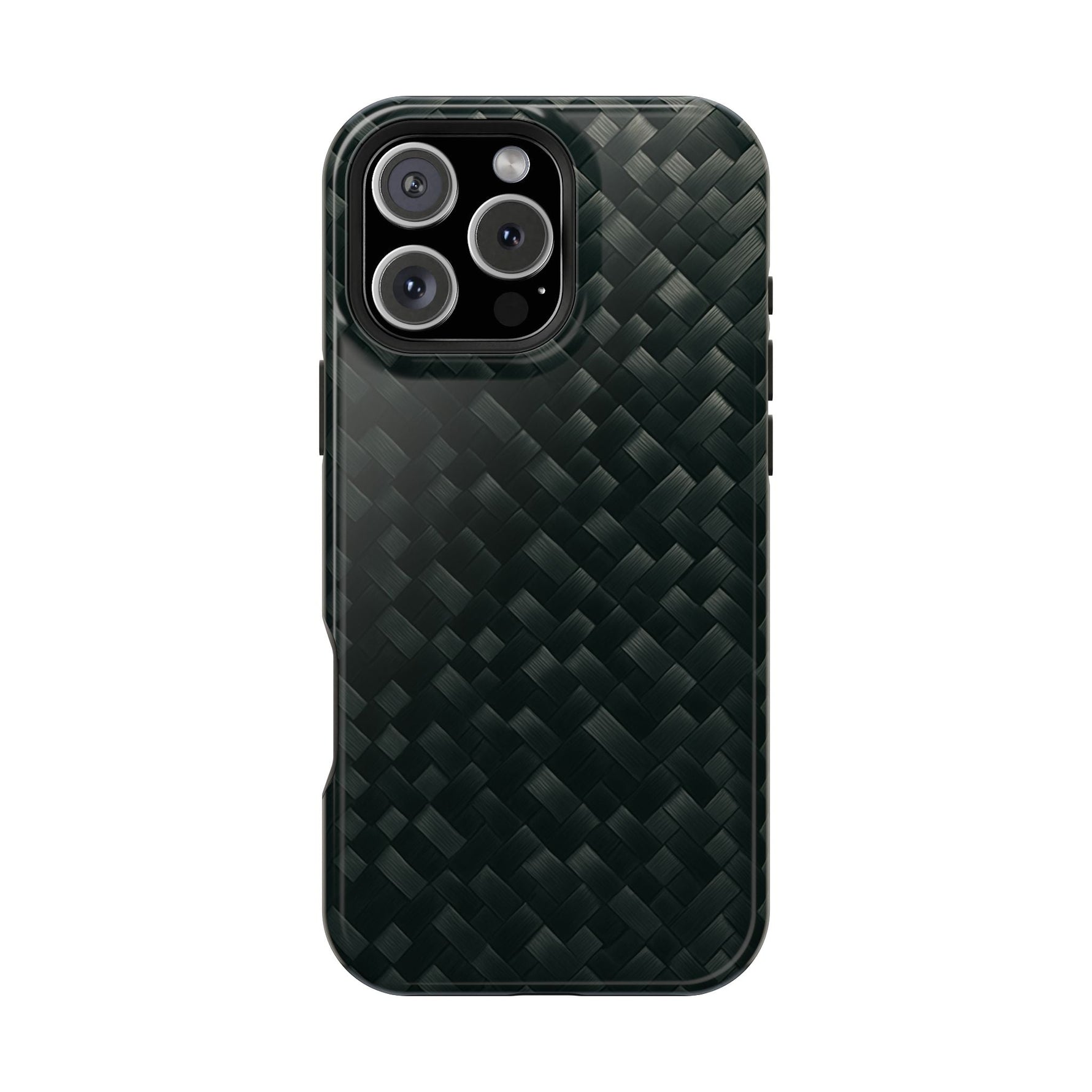 Dark Carbon Fiber Texture Magnetic Impact-Resistant iPhone Case | MagSafe compatible  Shamo's iPhone 16 Pro Max / Glossy