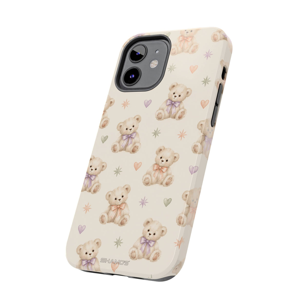 Cute Pastel Bear Impact Phone Case | Heart & Star Kawaii Pattern
