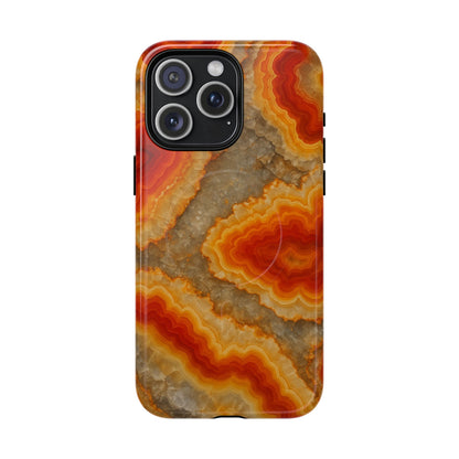 Agate Glow Marble iPhone Case Orange Geode Stone Design with MagSafe - Shamo's