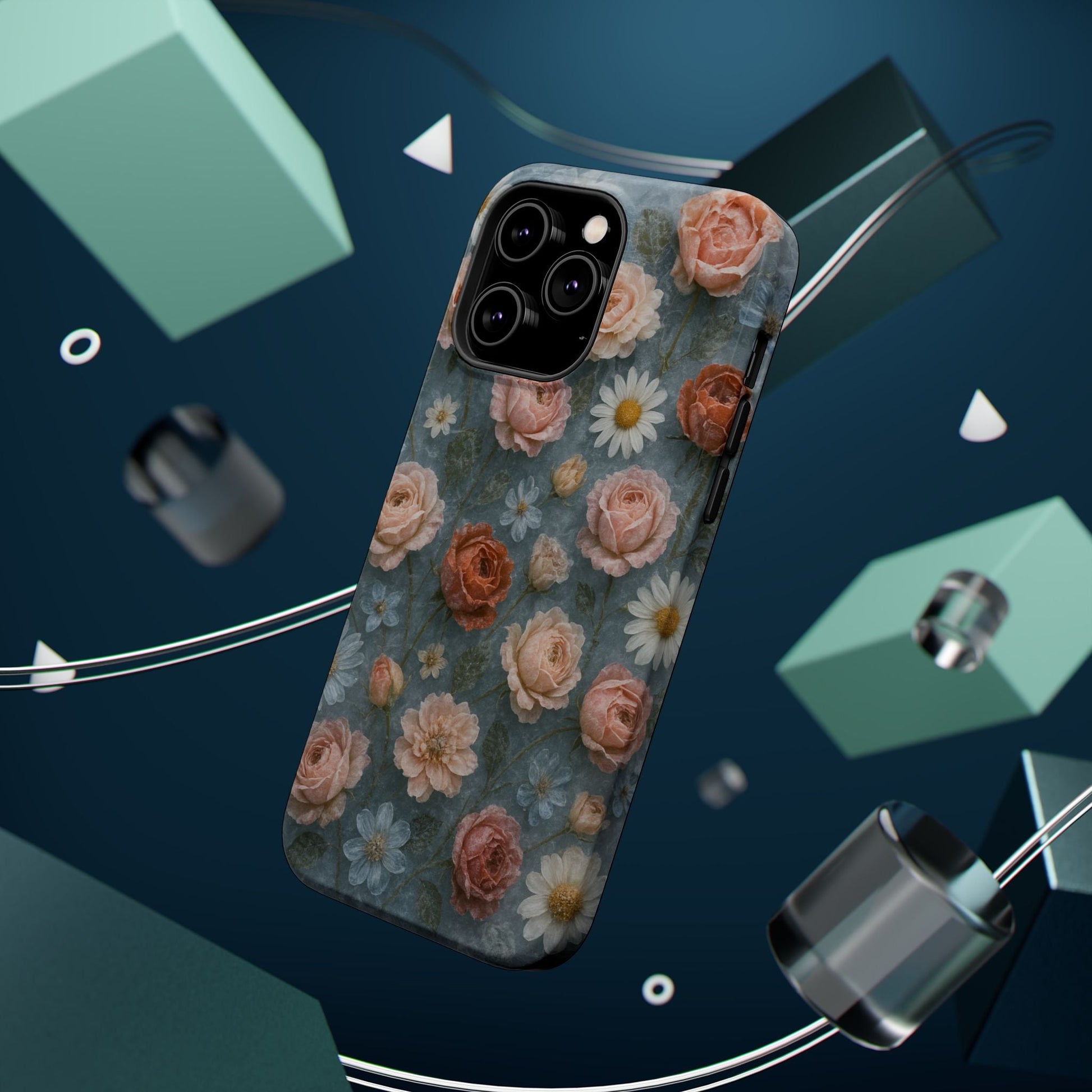 Frozen Floral Vintage Roses & Daisies iPhone Case with MagSafe compatibility  Shamo's