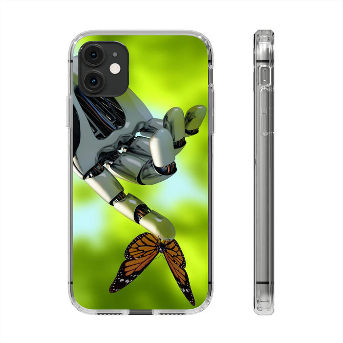 Clear Phone Cases with Robotic hand and Butterfly theme