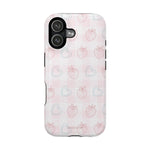 Strawberry Hearts MagSafe Compatible Phone Case | 'Paint it your way' Pink Plaid Impact-Resistant