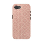 Meadow Lace – Blush Pink Lace Pattern MagSafe Phone Case, glossy iPhone 16e, rear view