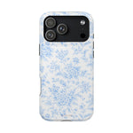 Preppy Look Blue Floral Impact-Resistant Phone Case and MagSafe Compatible