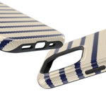 Navy & Cream Ribbed Holiday Sweater Design iPhone Case with MagSafe compatibility  Shamo's