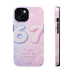 6 7 Viral TikTok Trend Pastel Aesthetic Magnetic Impact-Resistant iPhone Case, Personalizable Text and MagSafe Compatible
