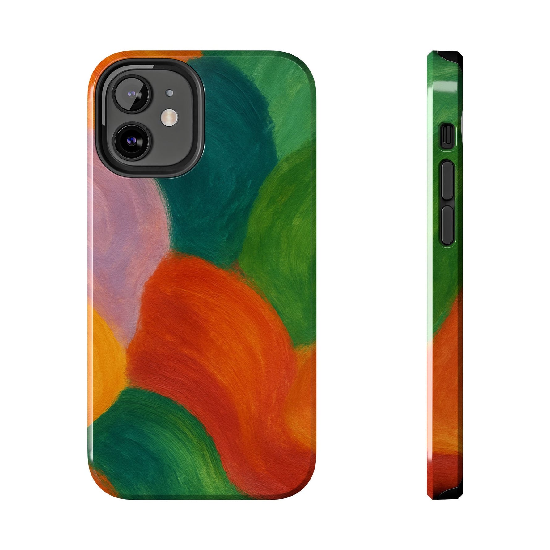 Abstract Color Wave Tough Phone Case — Bold Orange & Green Protective Phone Cover  Shamo's iPhone 12 Mini