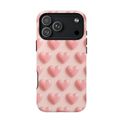 Baby Pink Pearl Hearts 3D iPhone Case | MagSafe