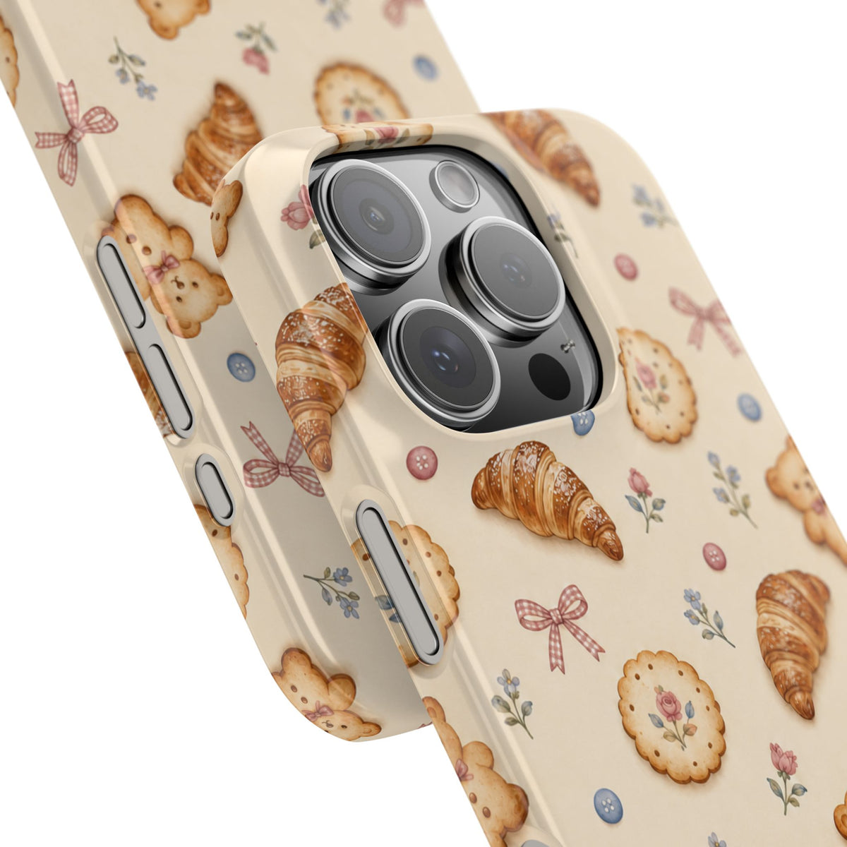 Slanke iPhone-hoes — knus bak- en teddybeerpatroon (recept, hert, knopen)