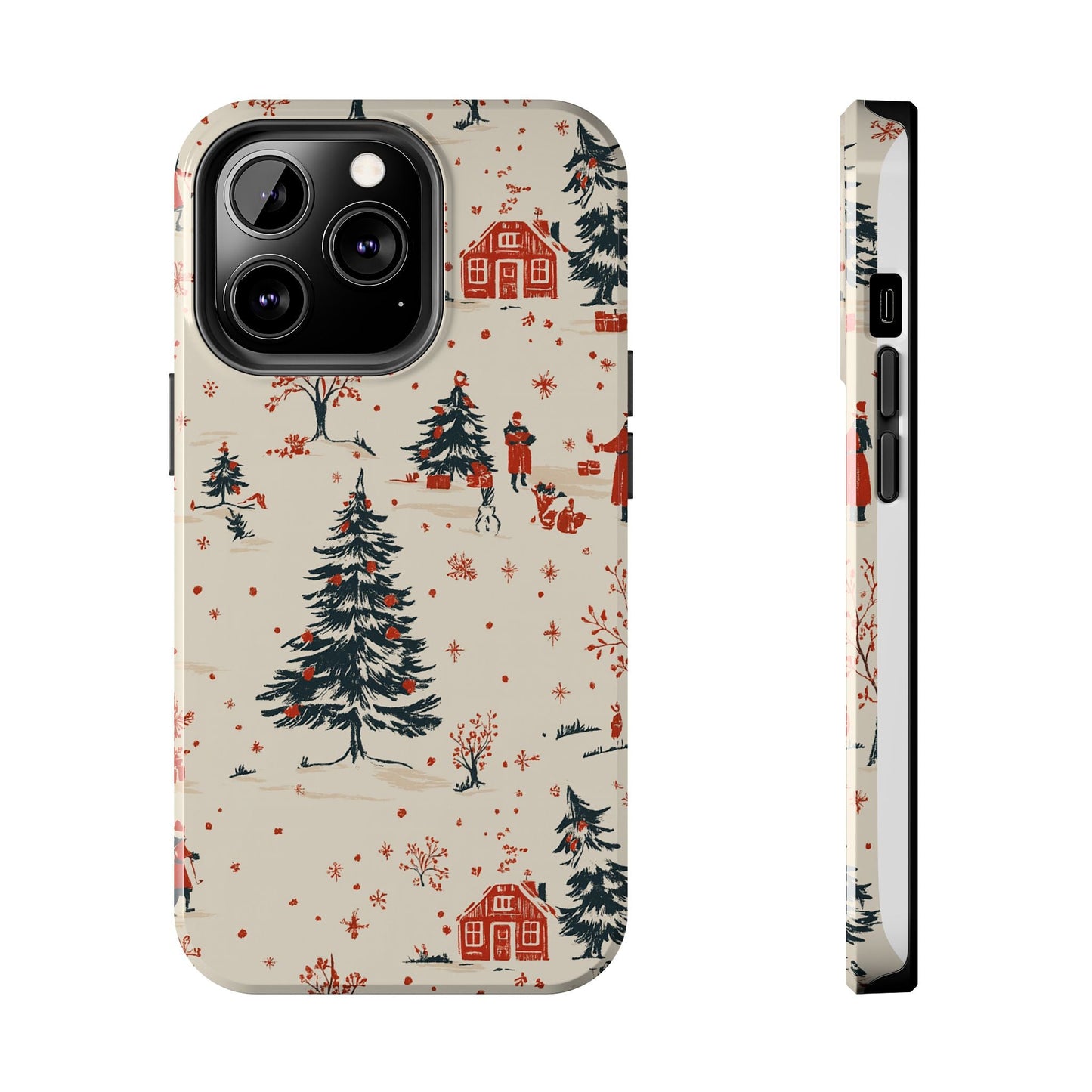 Winter Village Holiday Tough iPhone Case — Vintage Holidays & Snow Scene
