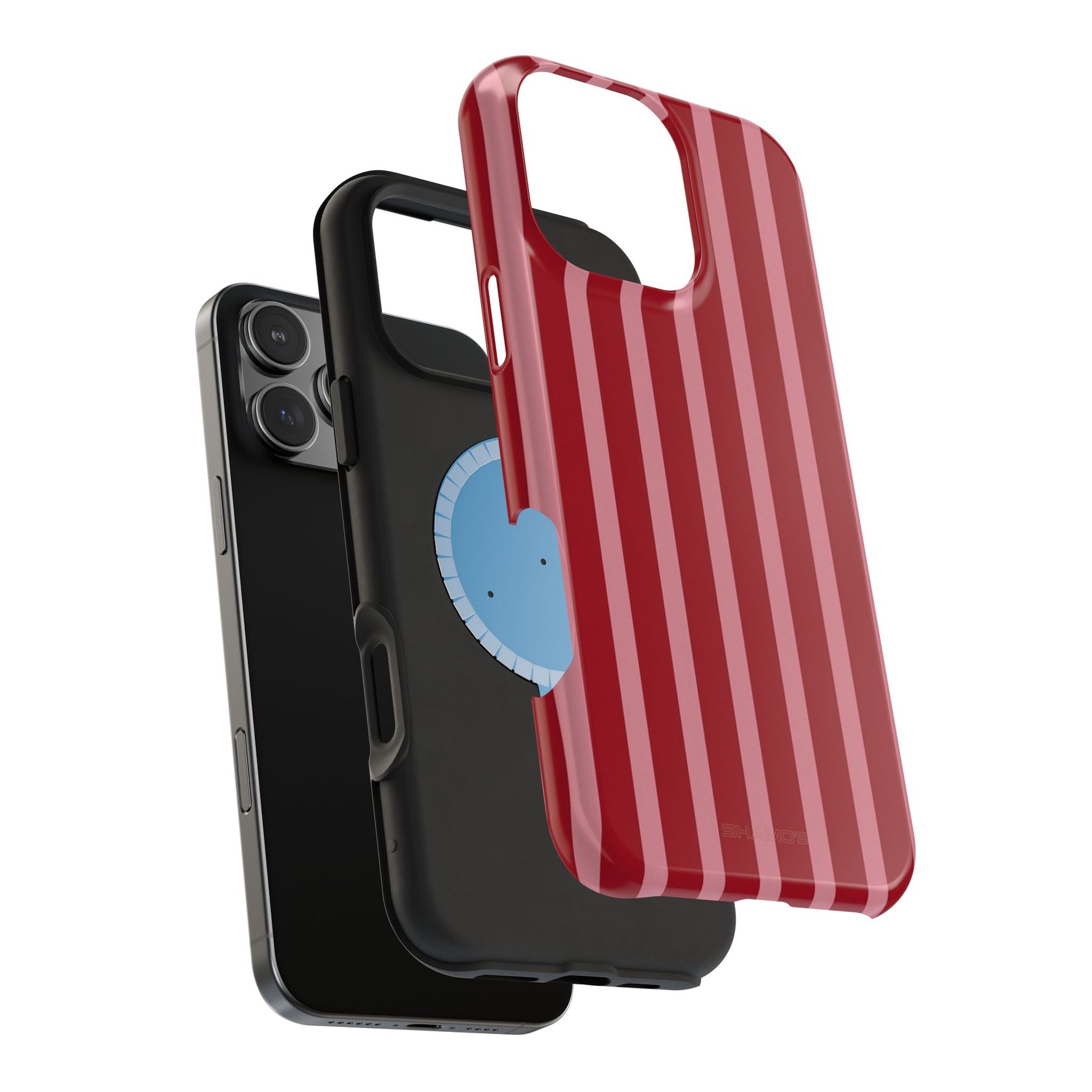 Red Burgundy  Stripes Magnetic Impact-Resistant Phone Case | MagSafe Compatible