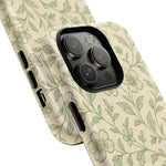 Sage Green Vintage Floral Pattern iPhone Case | MagSafe Compatible - Shamo's