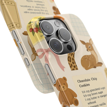 Slim iPhone Case — Cozy Baking & Teddy Pattern (Recipe, Deer, Buttons)