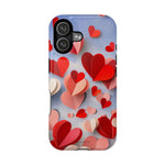 3D Paper Hearts Valentine Love iPhone Case with MagSafe Compatibility, Personalizable - iPhone 17 / Glossy - Shamo's