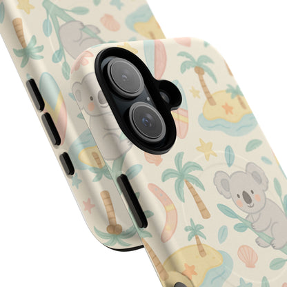 Australia Hand-Drawn Koala Beach iPhone Case — Cute Tropical Palm & Surf Print | with MagSafe