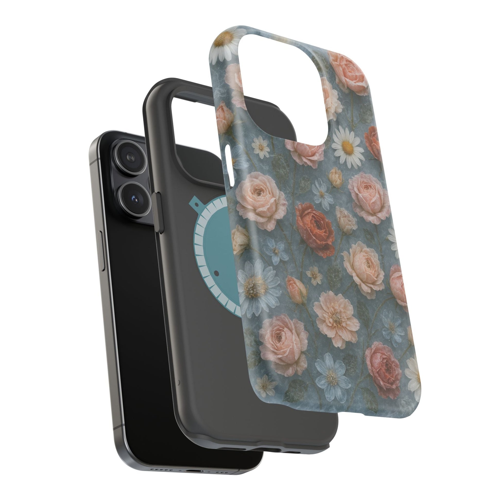 Frozen Floral Vintage Roses & Daisies iPhone Case with MagSafe compatibility  Shamo's